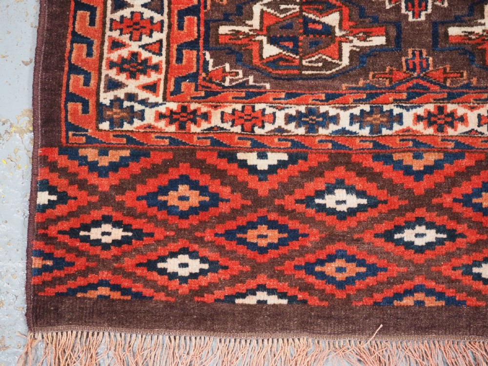 ANTIQUE YOMUT TURKMEN 12 GUL CHUVAL, GOOD ELEM DESIGN, CIRCA 1890. View V