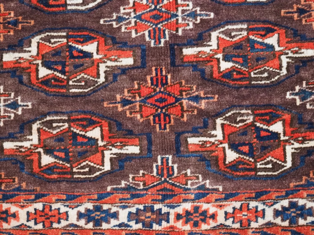 ANTIQUE YOMUT TURKMEN 12 GUL CHUVAL, GOOD ELEM DESIGN, CIRCA 1890. View X