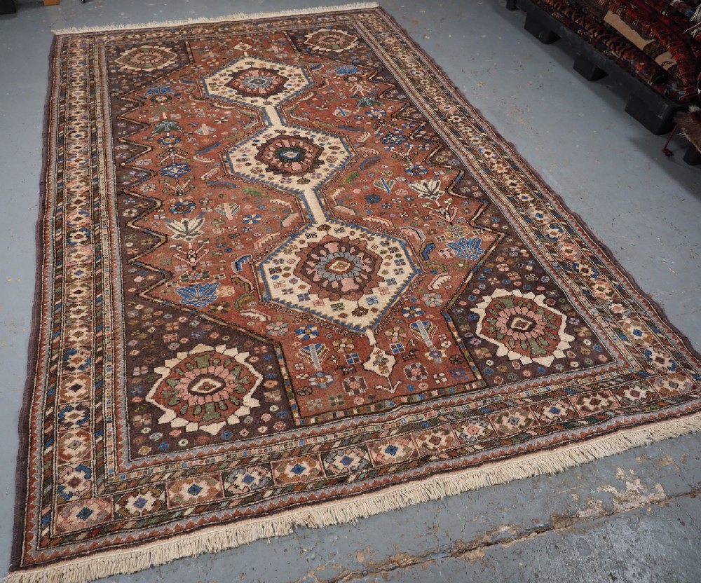 OLD ABEDEH VILLAGE RUG OF TRIBAL DESIGN, SOFT COLOURS, CIRCA 1930. View II