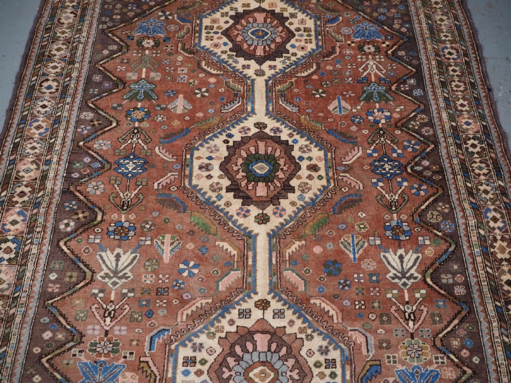 OLD ABEDEH VILLAGE RUG OF TRIBAL DESIGN, SOFT COLOURS, CIRCA 1930. View V