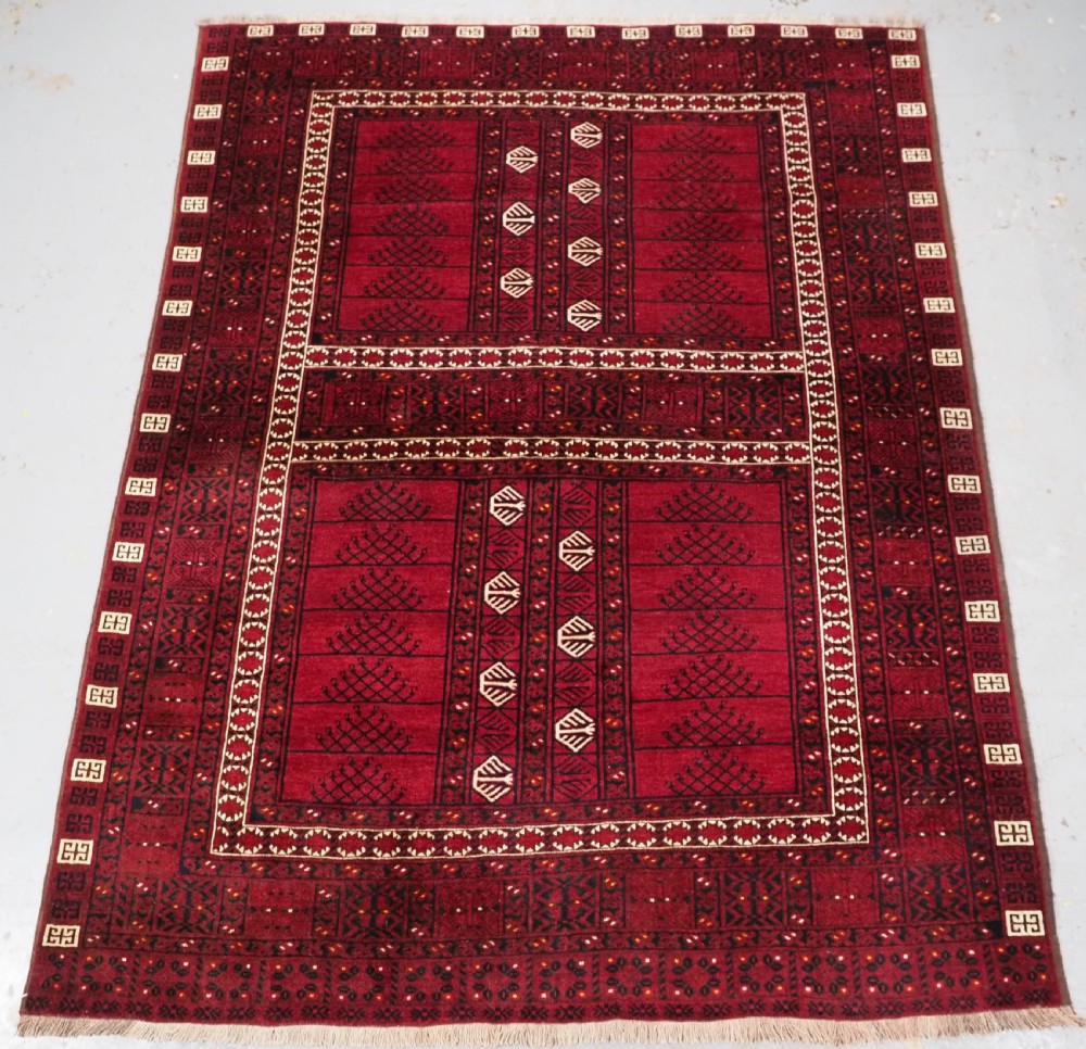 OLD AFGHAN VILLAGE RUG OF ERSARI ENSI DESIGN, CIRCA 1920.
