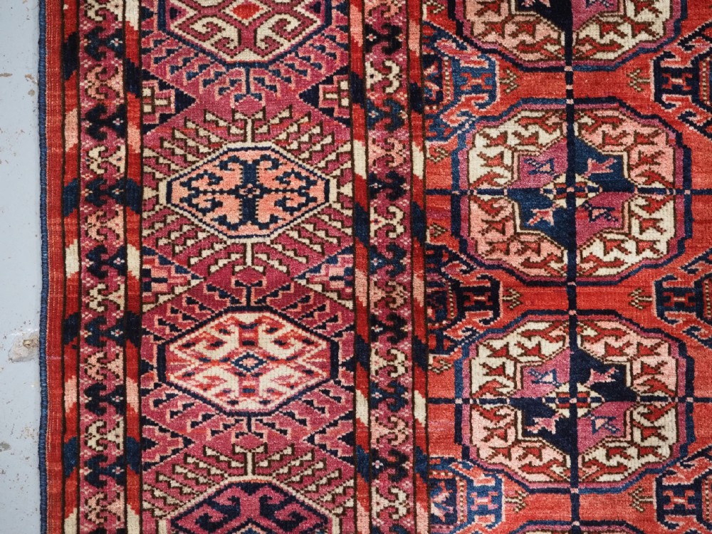 ANTIQUE TEKKE TURKMEN RUG, SUPERB COLOUR, COCHINEAL HIGHLIGHTS, CIRCA 1900. View VII