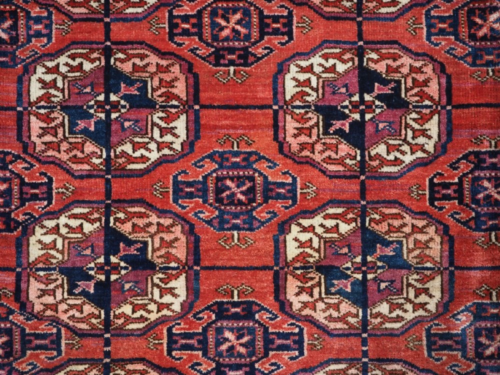ANTIQUE TEKKE TURKMEN RUG, SUPERB COLOUR, COCHINEAL HIGHLIGHTS, CIRCA 1900. View IX