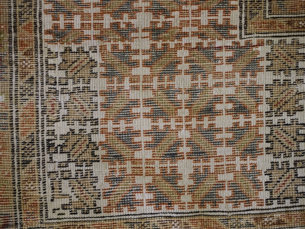 ANTIQUE TURKISH PANDERMA / BANDIRMA PRAYER RUG WITH GREEN GROUND, CIRCA 1900. View XIII