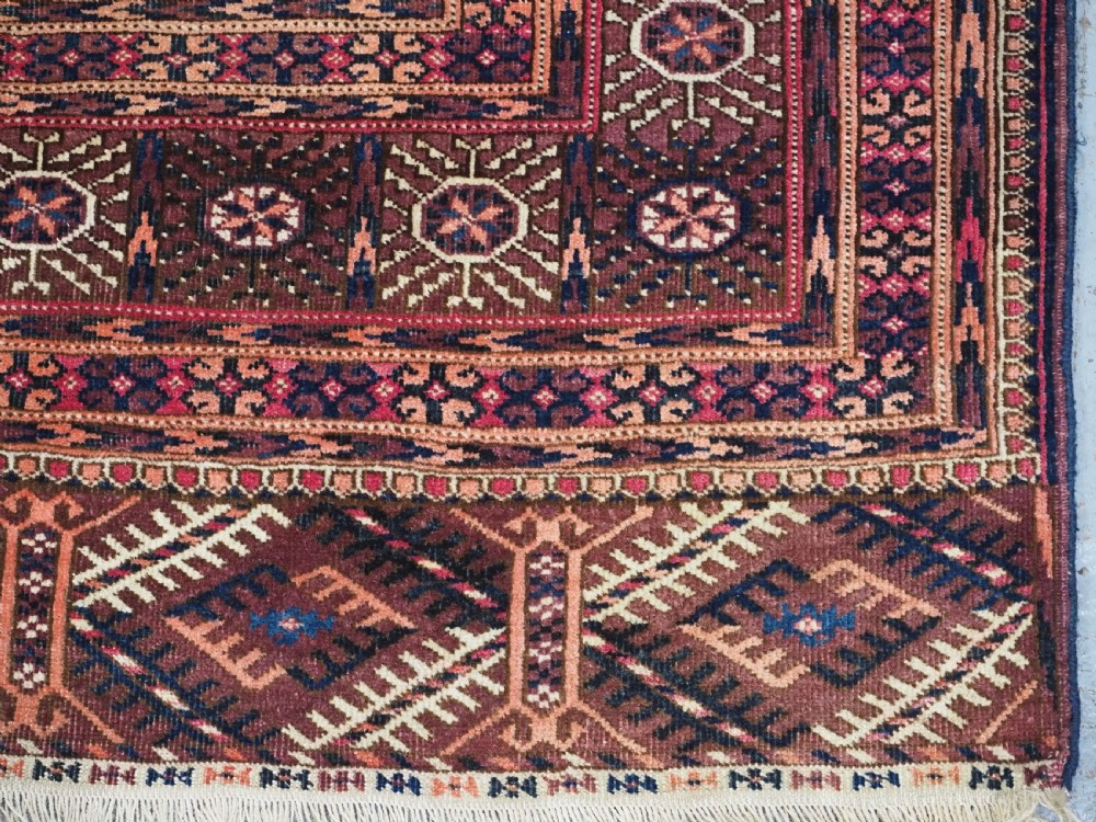 ANTIQUE TEKKE TURKMEN RUG, COCHINEAL DYE HIGHLIGHTS, CIRCA 1900. View XII