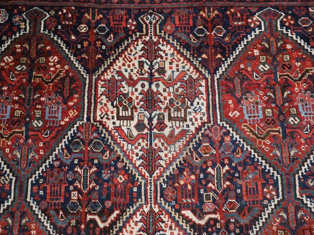 ANTIQUE TRIBAL KHAMSEH RUG WITH BIRD MEDALLION DESIGN, CIRCA 1900. View VIII