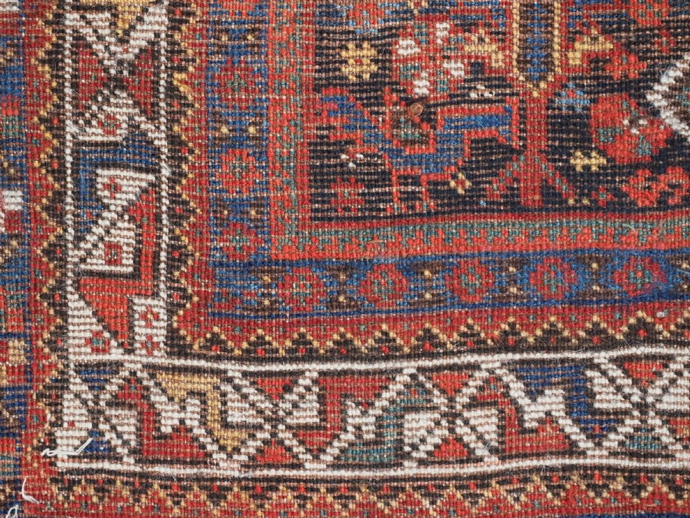 ANTIQUE TRIBAL KHAMSEH RUG WITH BIRD MEDALLION DESIGN, CIRCA 1900. View XIII
