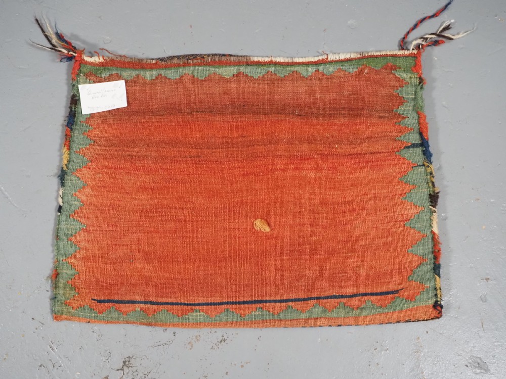 ANTIQUE KHAMSEH TRIBAL SADDLEBAG WITH SOUGHT AFTER BIRD DESIGN, CIRCA 1880. View IX