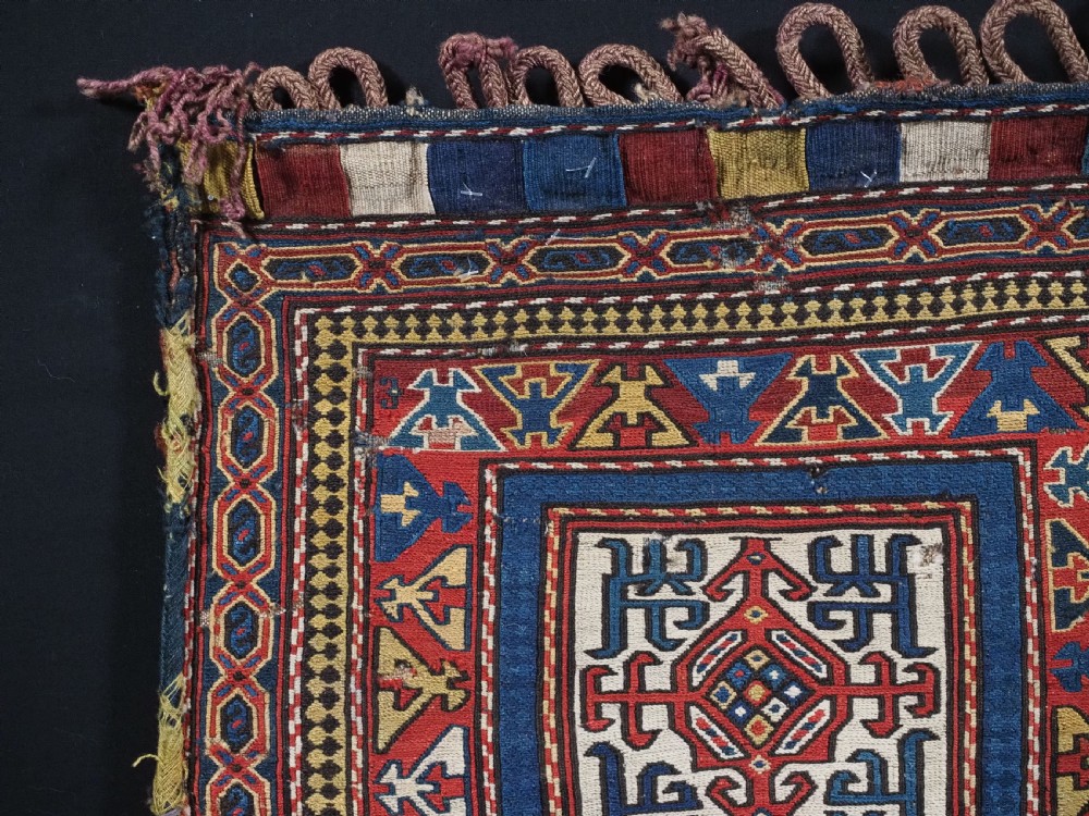 ANTIQUE SHAHSAVAN SOUMAK SADDLEBAG WITH ORIGINAL BACK, CIRCA 1880. View II