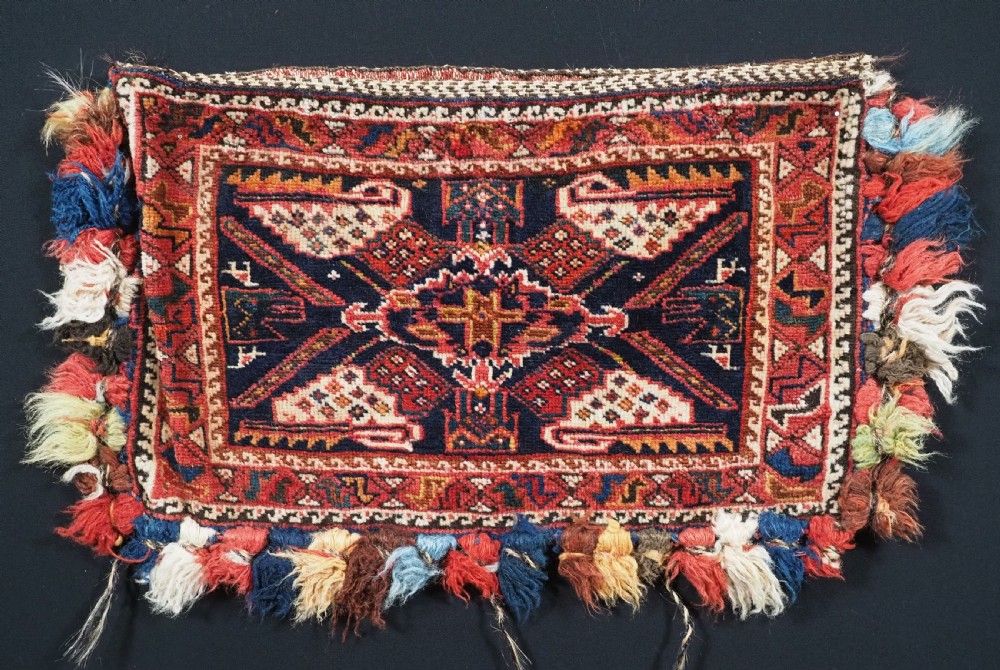ANTIQUE CHANTEH BAG BY THE AFSHAR TRIBE, OUTSTANDING CONDITION, CIRCA 1890.