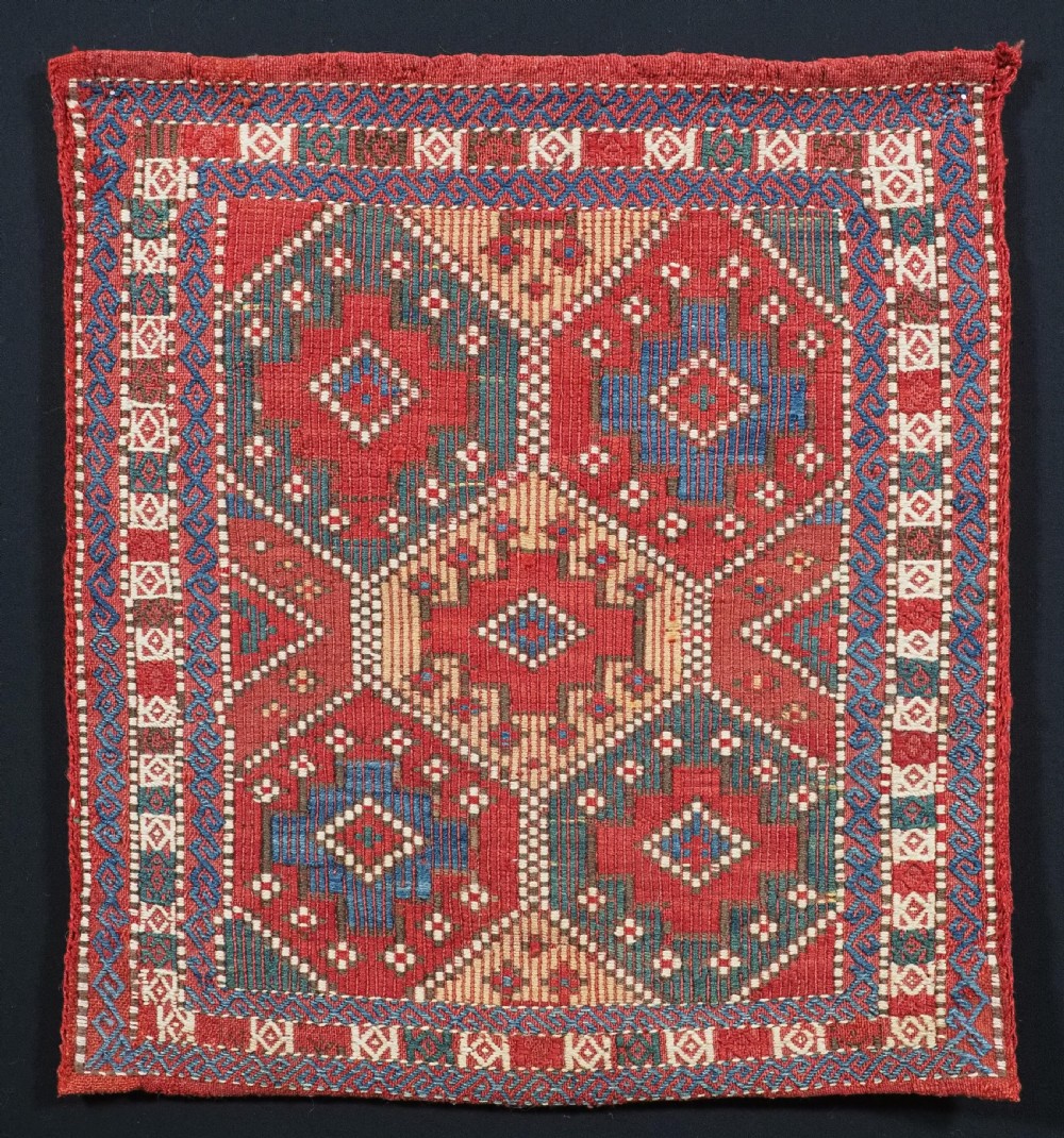 ANTIQUE VANITY BAG BY THE AZERI TRIBES OF AZERBAIJAN, EXCELLENT CONDITION, CIRCA 1900.