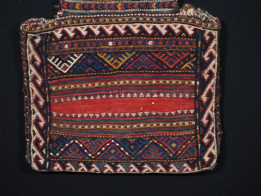 ANTIQUE SALT-BAG (NAMAKDAN) BY THE QUCHAN KURD NOMADS, CIRCA 1900. View III