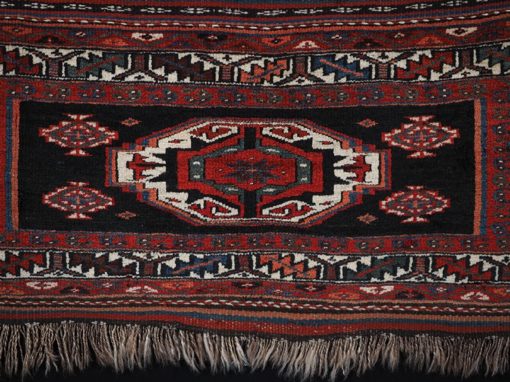 ANTIQUE VARAMIN REGION PILED MAFRASH PANEL, TRADITIONAL MEDALLION DESIGN, CIRCA 1900. View IV