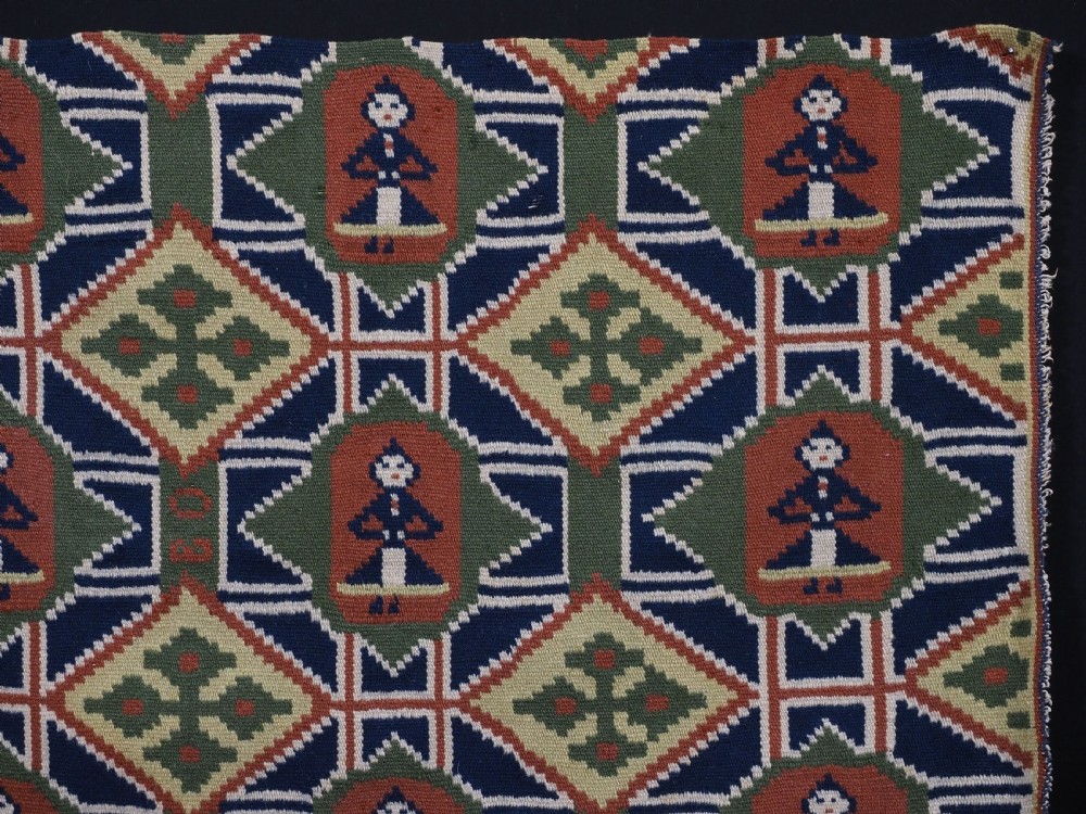 ANTIQUE SWEDISH CARRIAGE CUSHION COVER FACE, NINE LADIES IN TRADITIONAL DRESS, MID 19TH CENTURY. View III