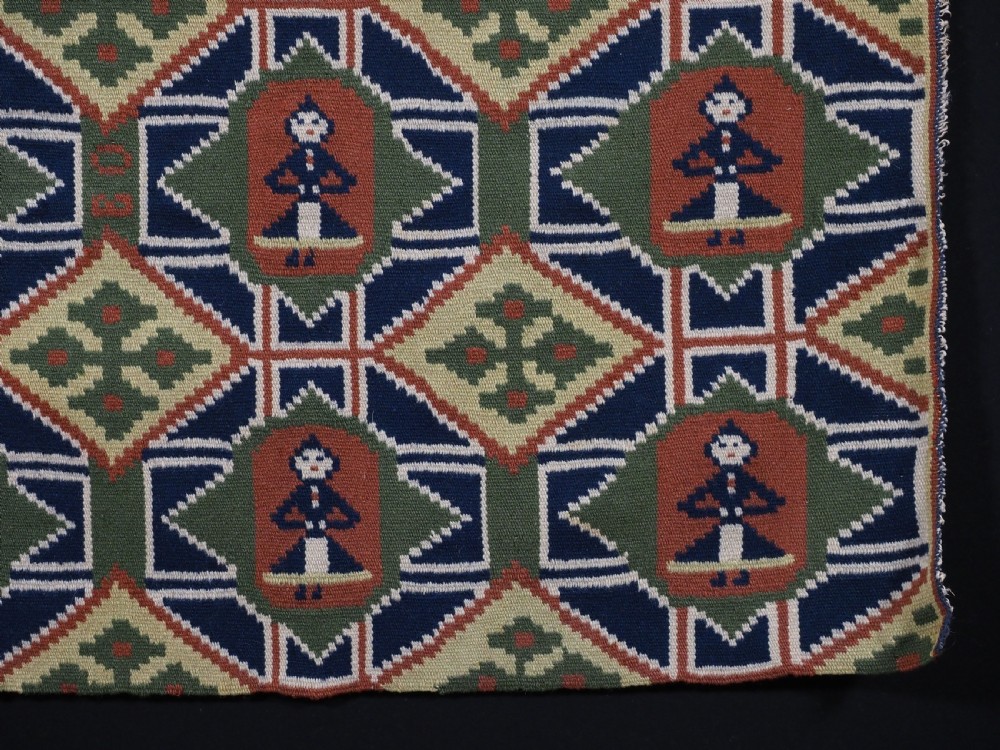 ANTIQUE SWEDISH CARRIAGE CUSHION COVER FACE, NINE LADIES IN TRADITIONAL DRESS, MID 19TH CENTURY. View VI