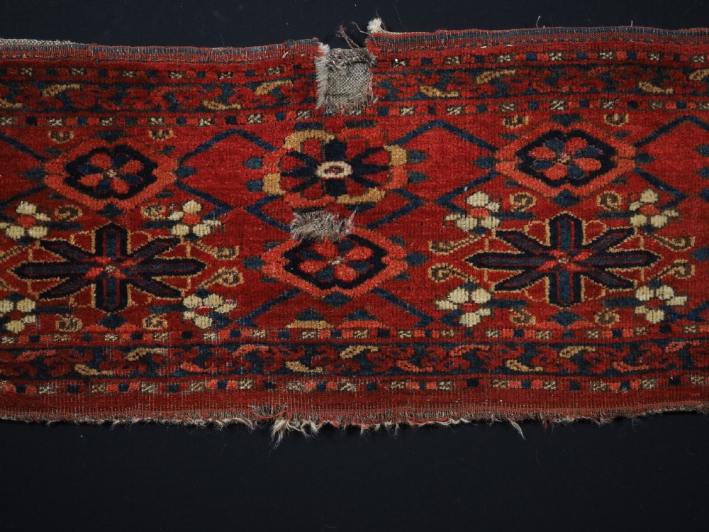 ANTIQUE ERSARI BESHIR TURKMEN TORBA WITH MINA KHANI DESIGN, CIRCA 1870. View III