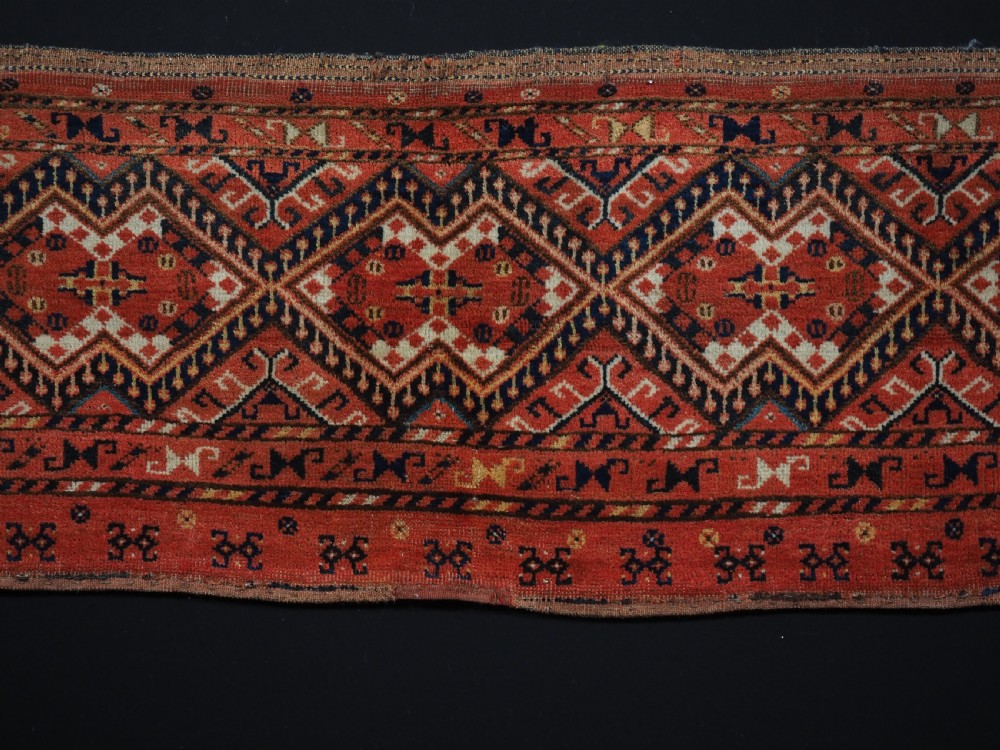 ANTIQUE ERSARI BESHIR TURKMEN TORBA WITH IKAT DESIGN, GREAT CONDITION, CIRCA 1890. View III