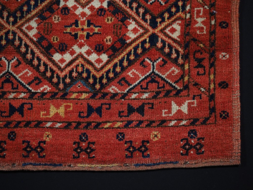ANTIQUE ERSARI BESHIR TURKMEN TORBA WITH IKAT DESIGN, GREAT CONDITION, CIRCA 1890. View IX
