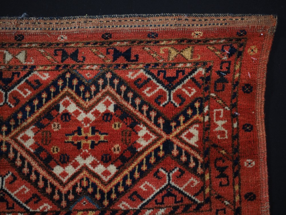 ANTIQUE ERSARI BESHIR TURKMEN TORBA WITH IKAT DESIGN, GREAT CONDITION, CIRCA 1890. View X