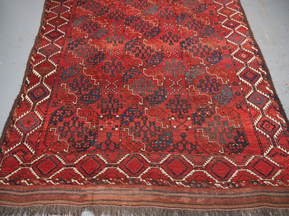 ANTIQUE ERSARI TURKMEN MAIN CARPET, SUPERB COLOUR, CIRCA 1870. View V
