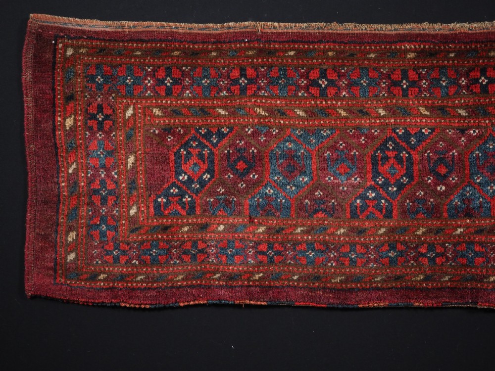 ANTIQUE ERSARI TURKMEN TORBA WITH 'SHEMLE' GUL DESIGN, GREAT CONDITION, CIRCA 1890. View II