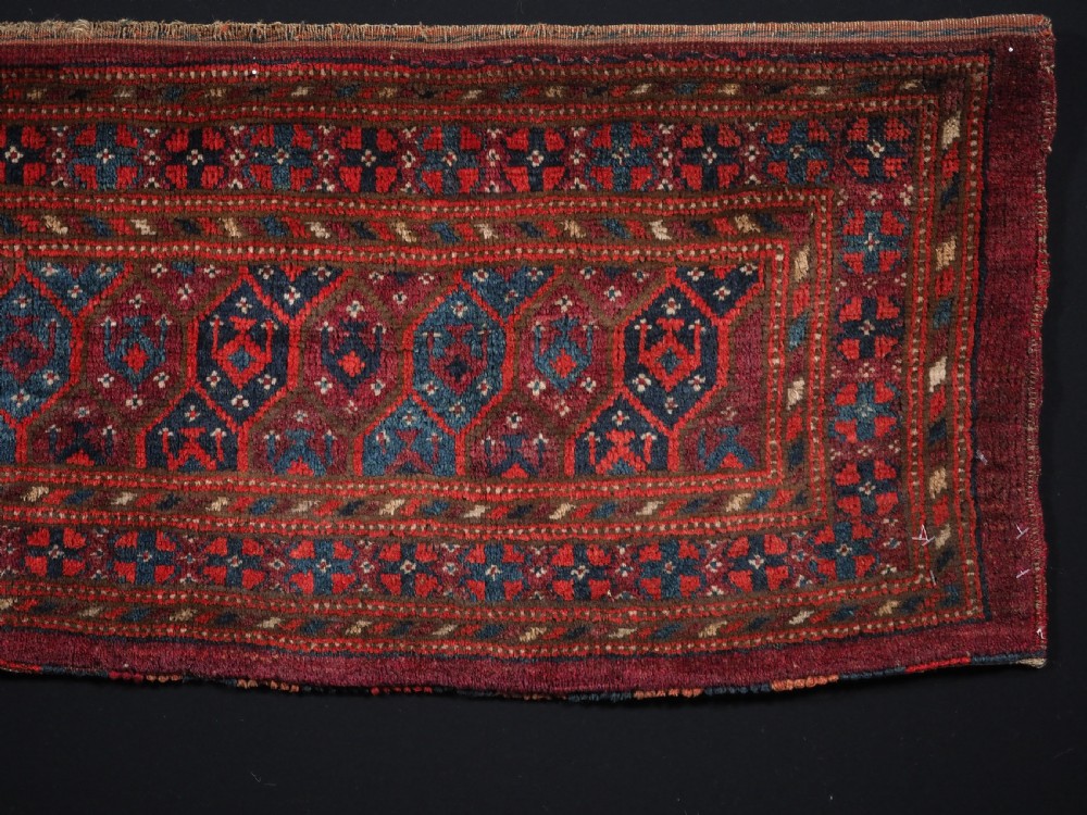 ANTIQUE ERSARI TURKMEN TORBA WITH 'SHEMLE' GUL DESIGN, GREAT CONDITION, CIRCA 1890. View IV