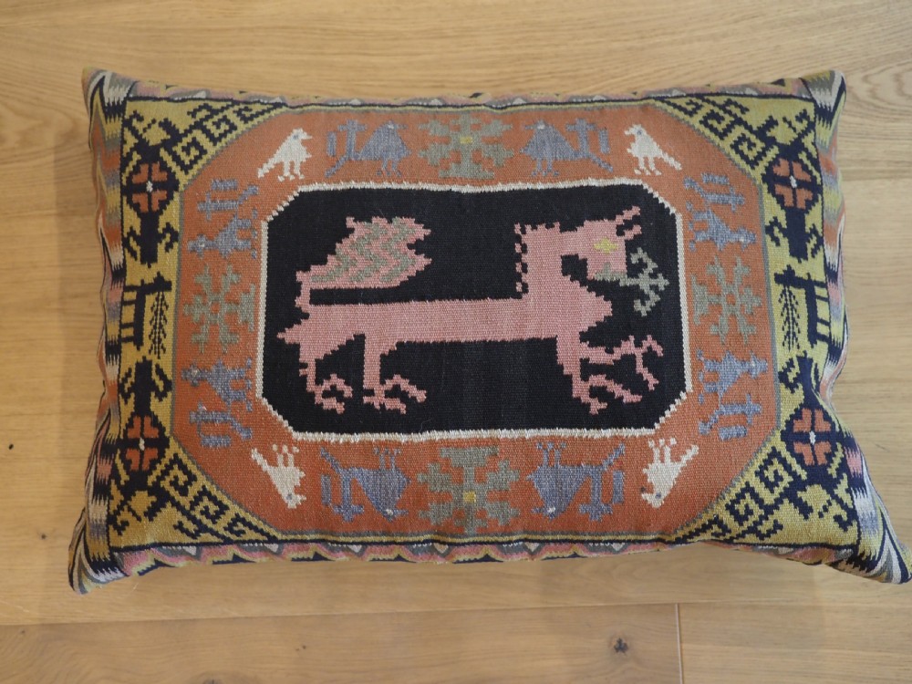 ANTIQUE SWEDISH CARRIAGE CUSHION, COMPLETE WITH BACK, FILLED, MID 19TH CENTURY. View II
