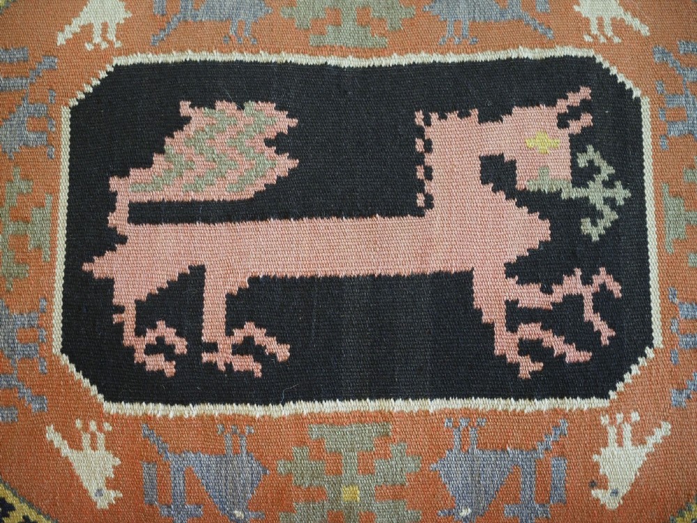 ANTIQUE SWEDISH CARRIAGE CUSHION, COMPLETE WITH BACK, FILLED, MID 19TH CENTURY. View III