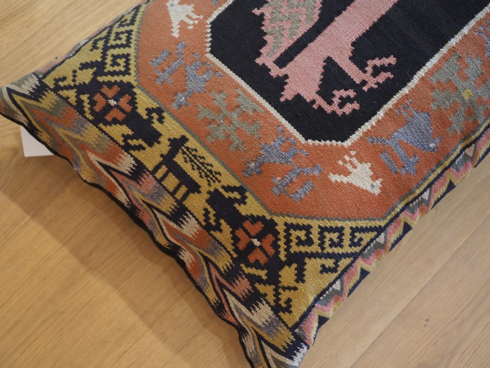 ANTIQUE SWEDISH CARRIAGE CUSHION, COMPLETE WITH BACK, FILLED, MID 19TH CENTURY. View IV