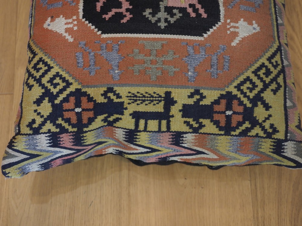 ANTIQUE SWEDISH CARRIAGE CUSHION, COMPLETE WITH BACK, FILLED, MID 19TH CENTURY. View VI