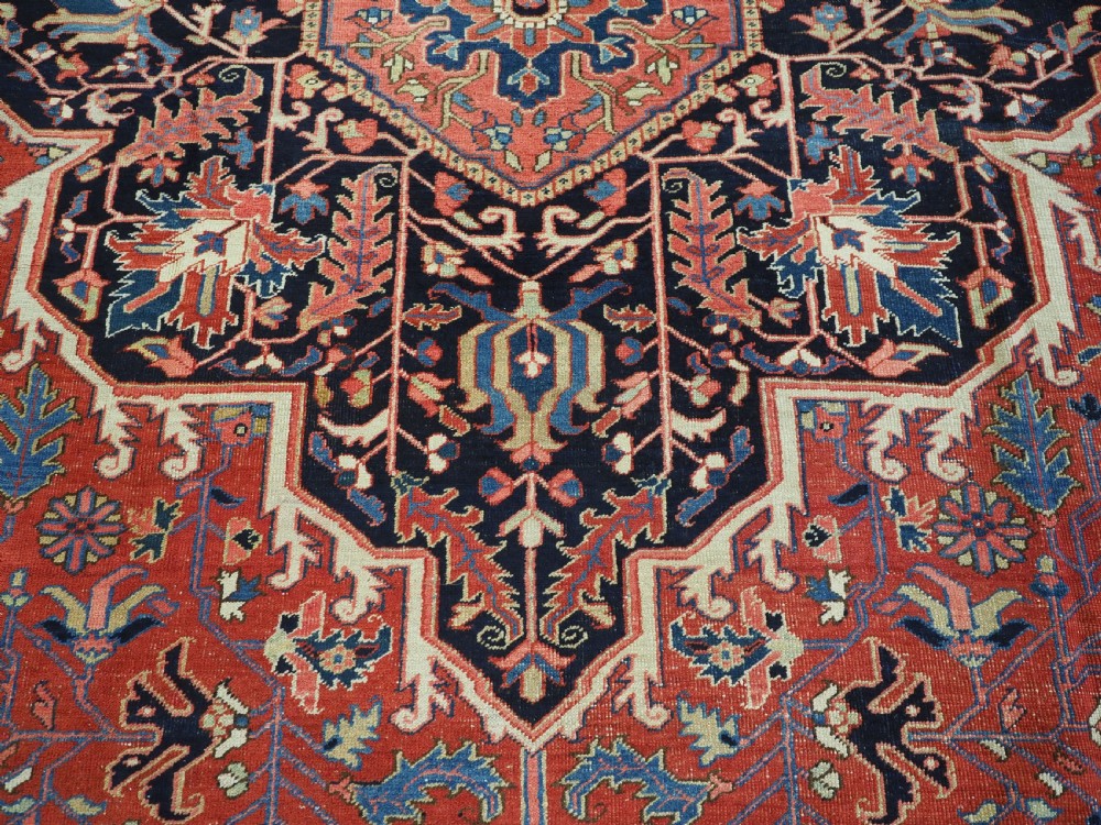 ANTIQUE HERIZ CARPET, LARGE SIZE, COUNTRY HOUSE STYLE, SUPERB, CIRCA 1900. View XI