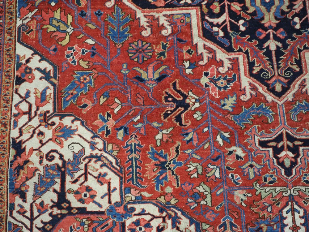 ANTIQUE HERIZ CARPET, LARGE SIZE, COUNTRY HOUSE STYLE, SUPERB, CIRCA 1900. View XIII