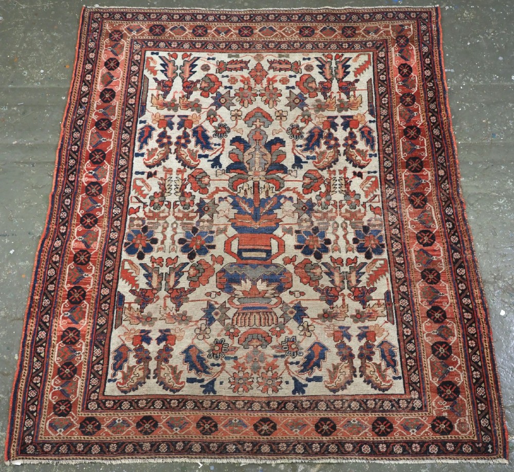 ANTIQUE KIRMAN AFSHAR VASE DESIGN RUG, VERY FINE WEAVE, SCARCE ITEM, MID 19TH CENTURY.