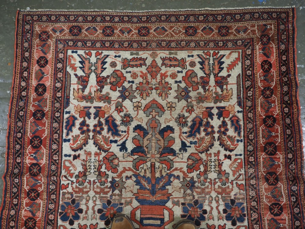 ANTIQUE KIRMAN AFSHAR VASE DESIGN RUG, VERY FINE WEAVE, SCARCE ITEM, MID 19TH CENTURY. View II
