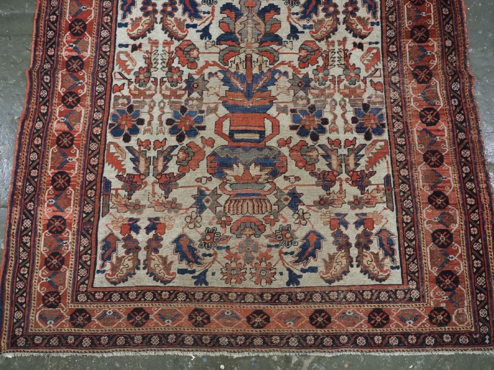 ANTIQUE KIRMAN AFSHAR VASE DESIGN RUG, VERY FINE WEAVE, SCARCE ITEM, MID 19TH CENTURY. View IV