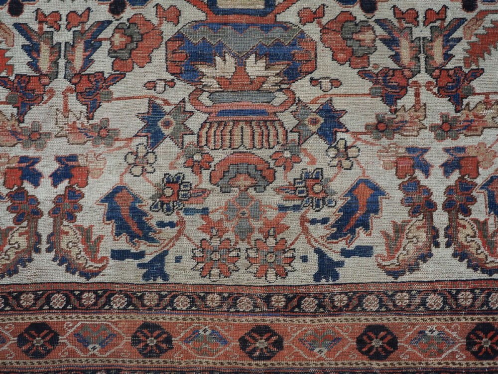 ANTIQUE KIRMAN AFSHAR VASE DESIGN RUG, VERY FINE WEAVE, SCARCE ITEM, MID 19TH CENTURY. View X
