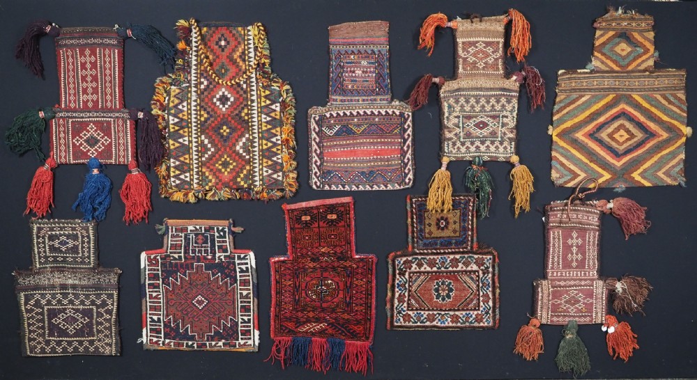 COLLECTION OF 17 ANTIQUE TRIBAL SALT BAGS. Afghan, Turkmen, Persian, Kurdish, Uzbek. View II
