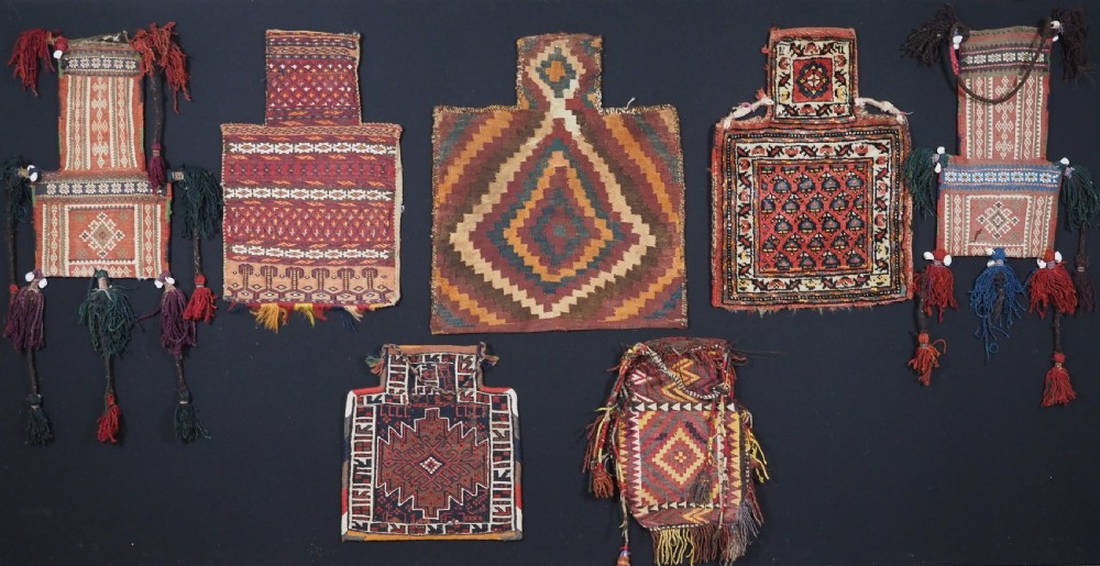 COLLECTION OF 17 ANTIQUE TRIBAL SALT BAGS. Afghan, Turkmen, Persian, Kurdish, Uzbek. View III