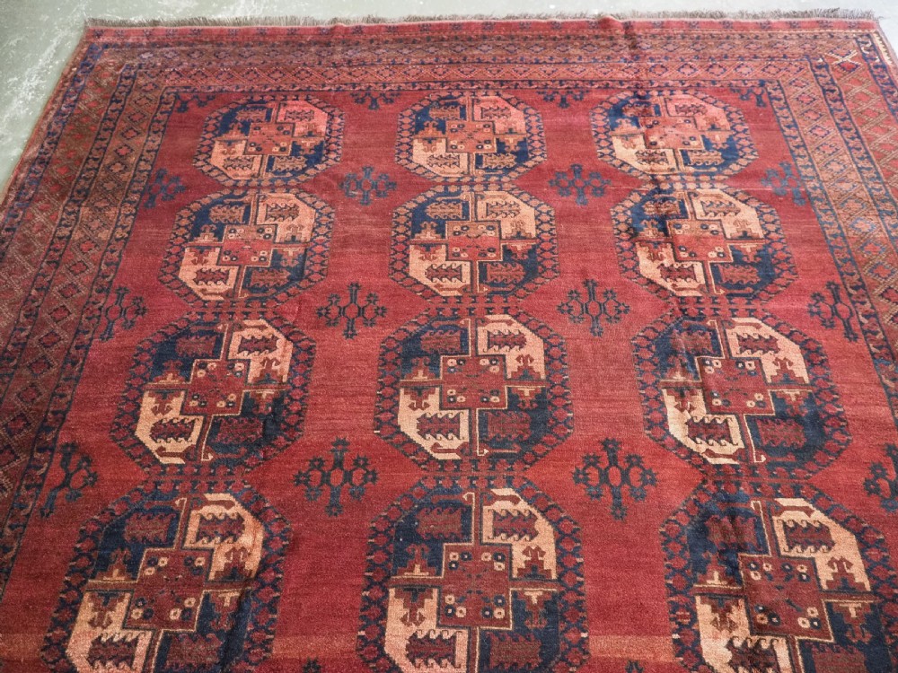 ANTIQUE AFGHAN ERSARI TURKMEN CARPET OF TRADITIONAL DESIGN, LARGE SIZE, CIRCA 1900. View III