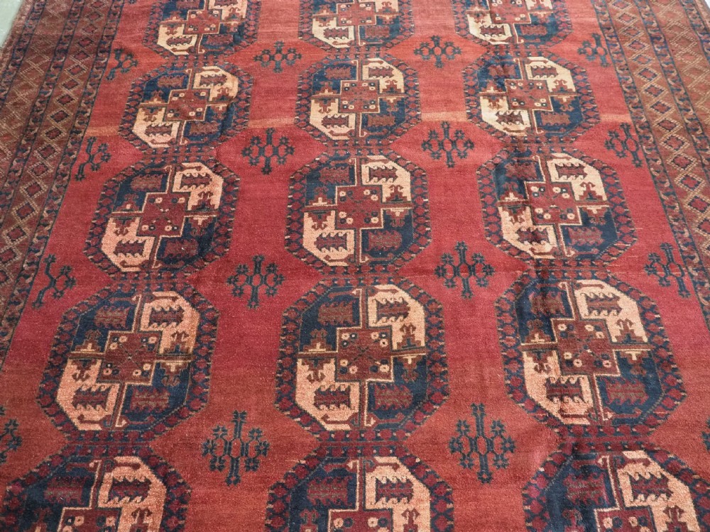 ANTIQUE AFGHAN ERSARI TURKMEN CARPET OF TRADITIONAL DESIGN, LARGE SIZE, CIRCA 1900. View IV