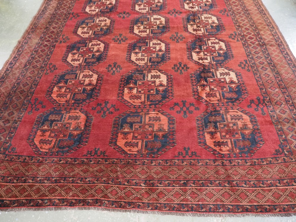 ANTIQUE AFGHAN ERSARI TURKMEN CARPET OF TRADITIONAL DESIGN, LARGE SIZE, CIRCA 1900. View V