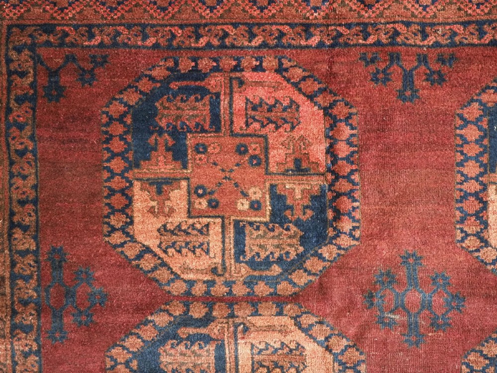 ANTIQUE AFGHAN ERSARI TURKMEN CARPET OF TRADITIONAL DESIGN, LARGE SIZE, CIRCA 1900. View VIII