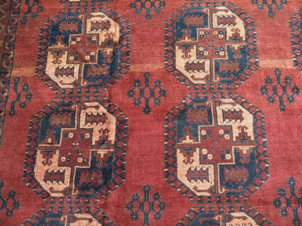 ANTIQUE AFGHAN ERSARI TURKMEN CARPET OF TRADITIONAL DESIGN, LARGE SIZE, CIRCA 1900. View IX