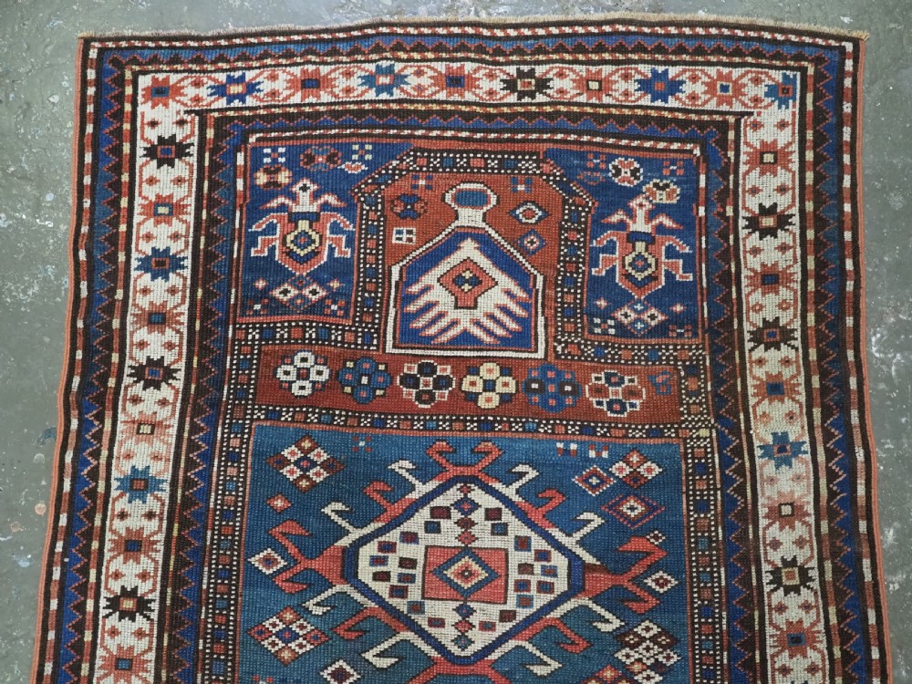 ANTIQUE CAUCASIAN ARMENIAN KARABAGH REGION PRAYER / ALTAR RUG OF SCARCE TYPE, CIRCA 1880. View III