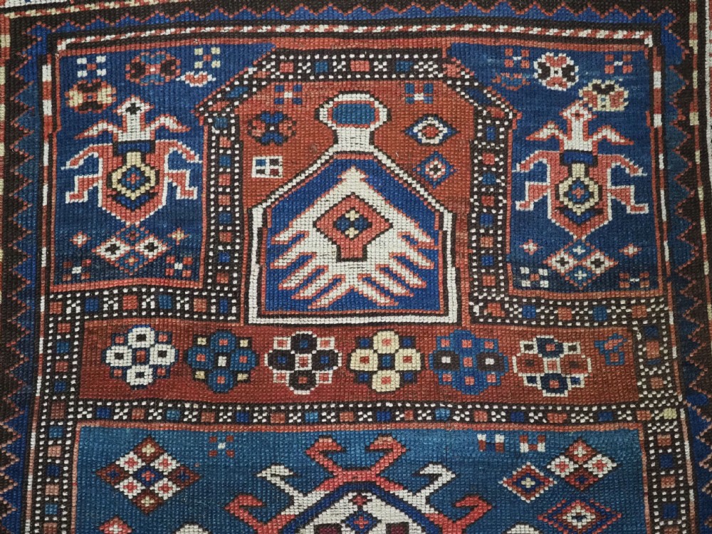 ANTIQUE CAUCASIAN ARMENIAN KARABAGH REGION PRAYER / ALTAR RUG OF SCARCE TYPE, CIRCA 1880. View VIII