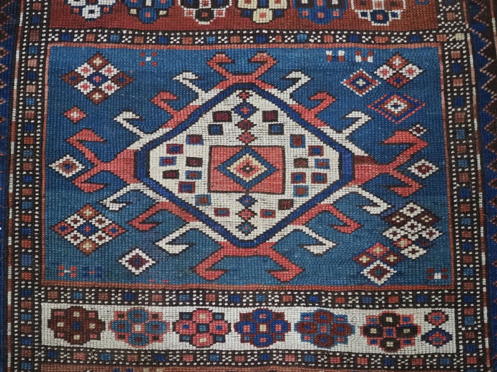 ANTIQUE CAUCASIAN ARMENIAN KARABAGH REGION PRAYER / ALTAR RUG OF SCARCE TYPE, CIRCA 1880. View IX
