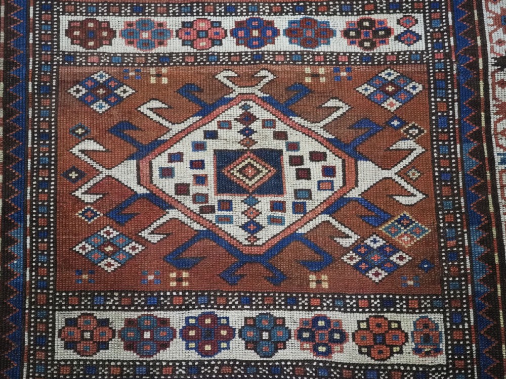 ANTIQUE CAUCASIAN ARMENIAN KARABAGH REGION PRAYER / ALTAR RUG OF SCARCE TYPE, CIRCA 1880. View X