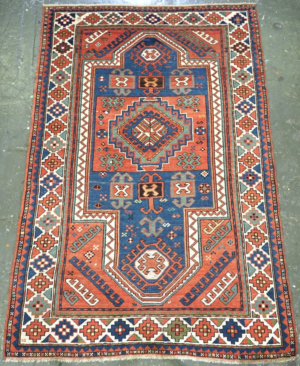 ANTIQUE CAUCASIAN SEWAN KAZAK RUG OF CLASSIC DESIGN, CIRCA 1890.