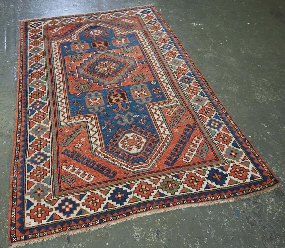 ANTIQUE CAUCASIAN SEWAN KAZAK RUG OF CLASSIC DESIGN, CIRCA 1890. View II