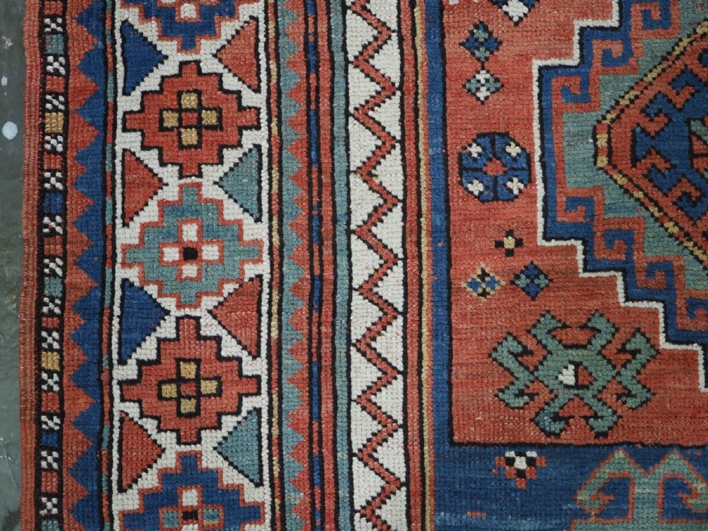 ANTIQUE CAUCASIAN SEWAN KAZAK RUG OF CLASSIC DESIGN, CIRCA 1890. View VII